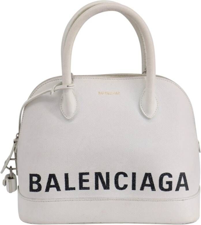 Balenciaga Vintage Balenciaga Ville Handle Bag Small in White Calfskin Leather Wit Dames