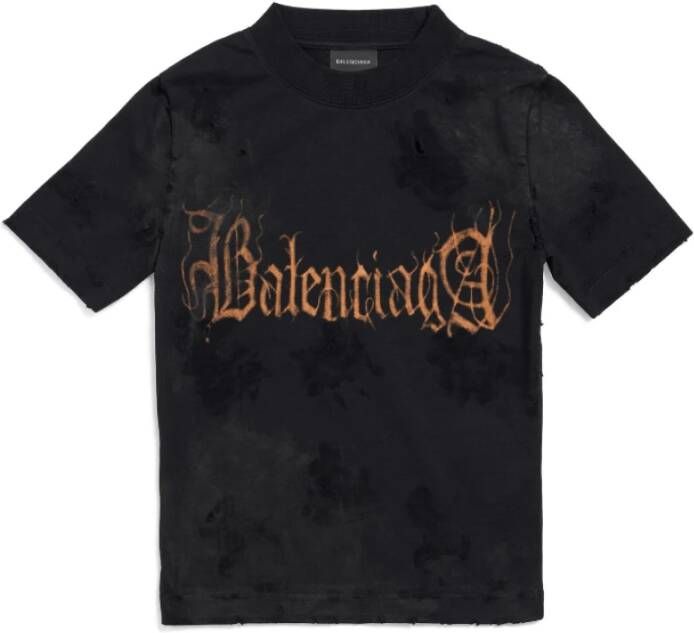 Balenciaga Vintage Heavy Metal Gebleekte T-Shirt Zwart Dames