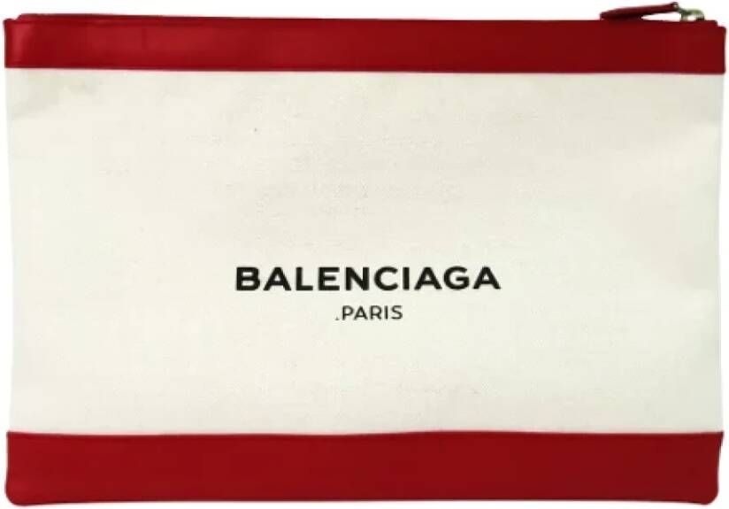 Balenciaga Vintage Pre-owned Canvas clutches Wit Dames