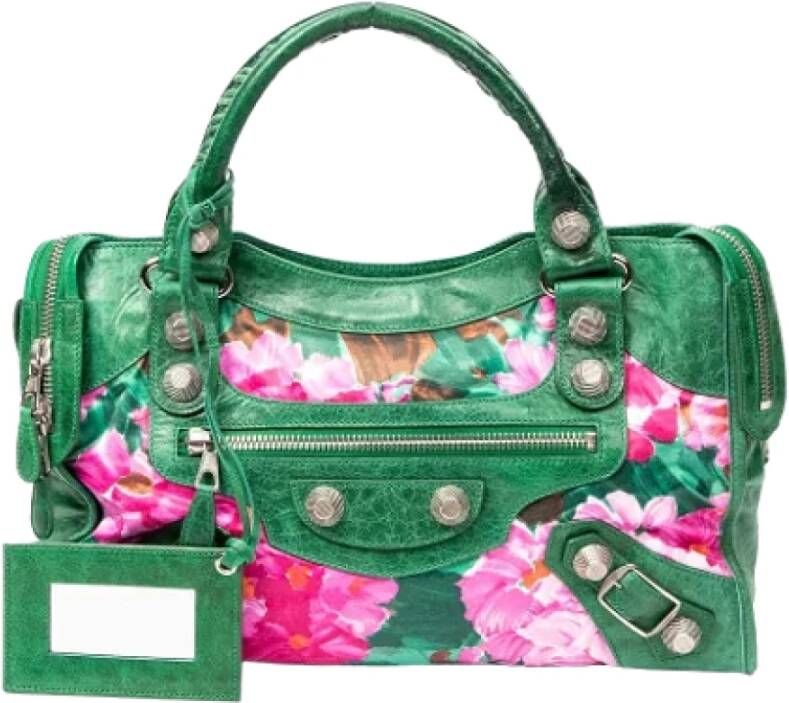 Balenciaga Vintage Pre-owned Canvas handbags Groen Dames