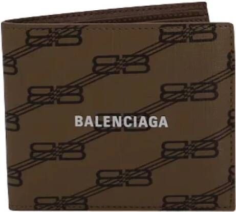 Balenciaga Vintage Pre-owned Coated canvas wallets Bruin Dames