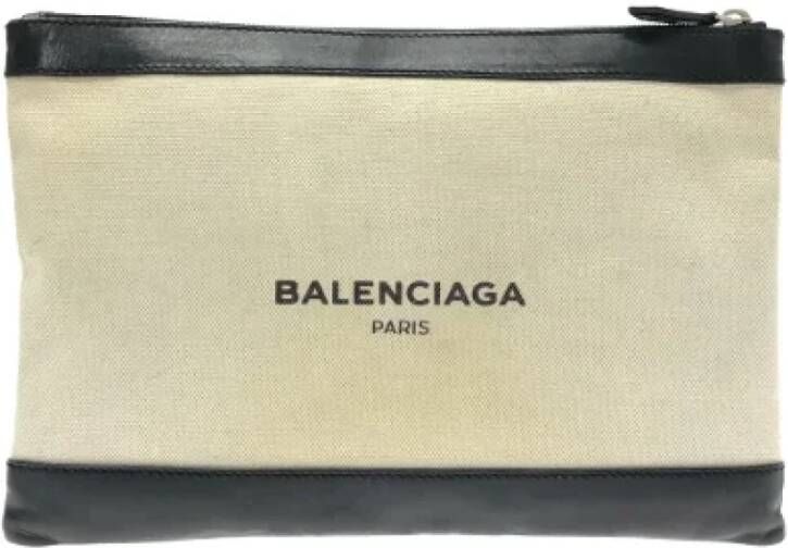 Balenciaga Vintage Pre-owned Cotton clutches Beige Dames