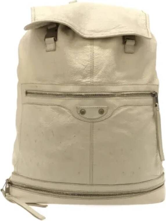 Balenciaga Vintage Pre-owned Leather backpacks Beige Dames