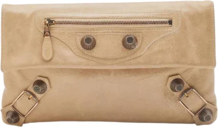 Balenciaga Vintage Pre-owned Leather clutches Beige Dames