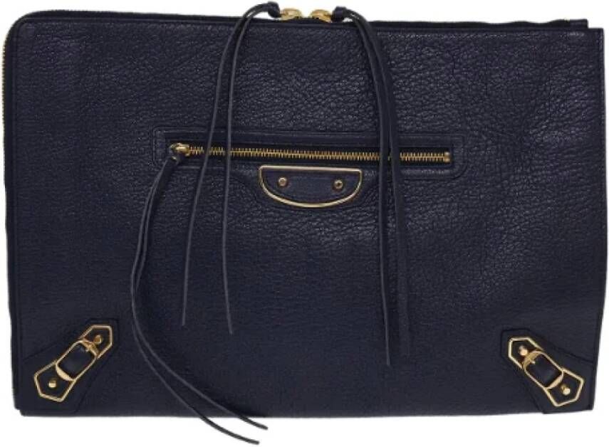 Balenciaga Vintage Pre-owned Leather clutches Blauw Dames