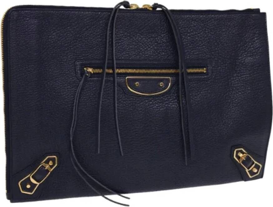 Balenciaga Vintage Pre-owned Leather clutches Blauw Dames