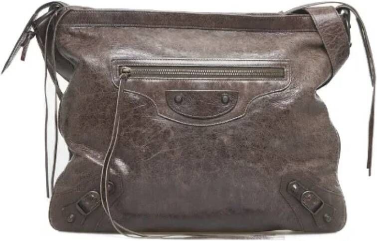 Balenciaga Vintage Pre-owned Leather crossbody-bags Bruin Dames