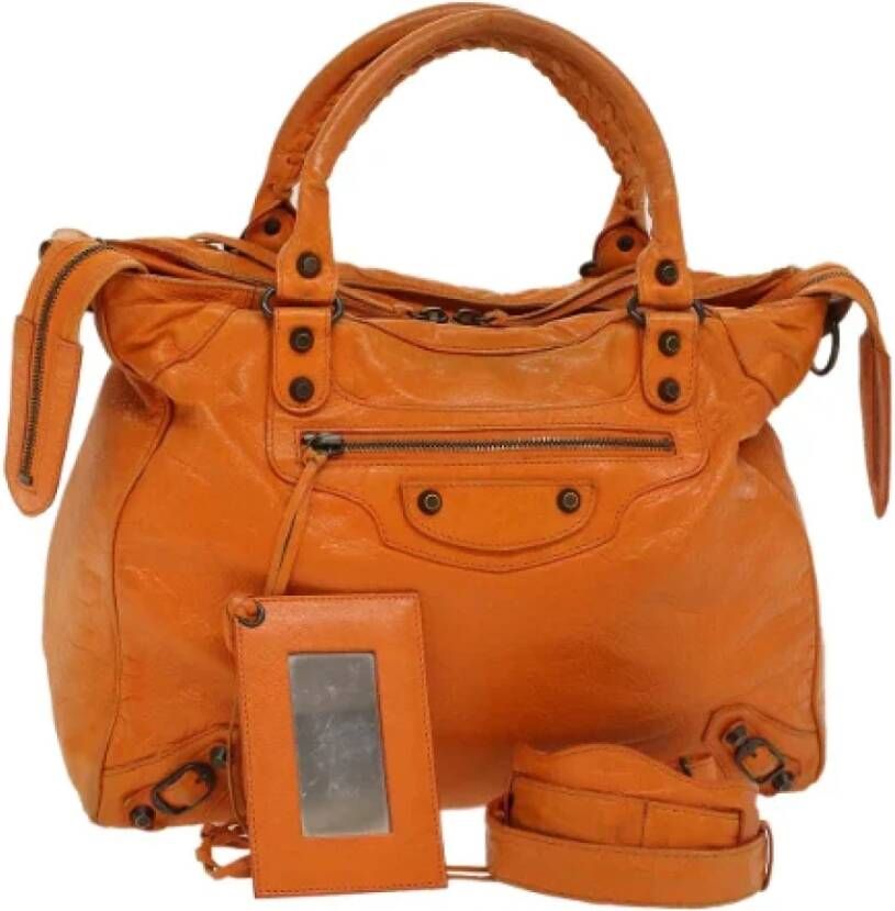 Balenciaga Vintage Pre-owned Leather handbags Oranje Dames