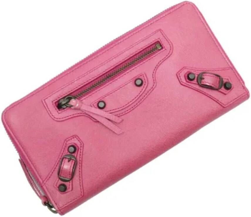 Balenciaga Vintage Pre-owned Leather wallets Roze Dames