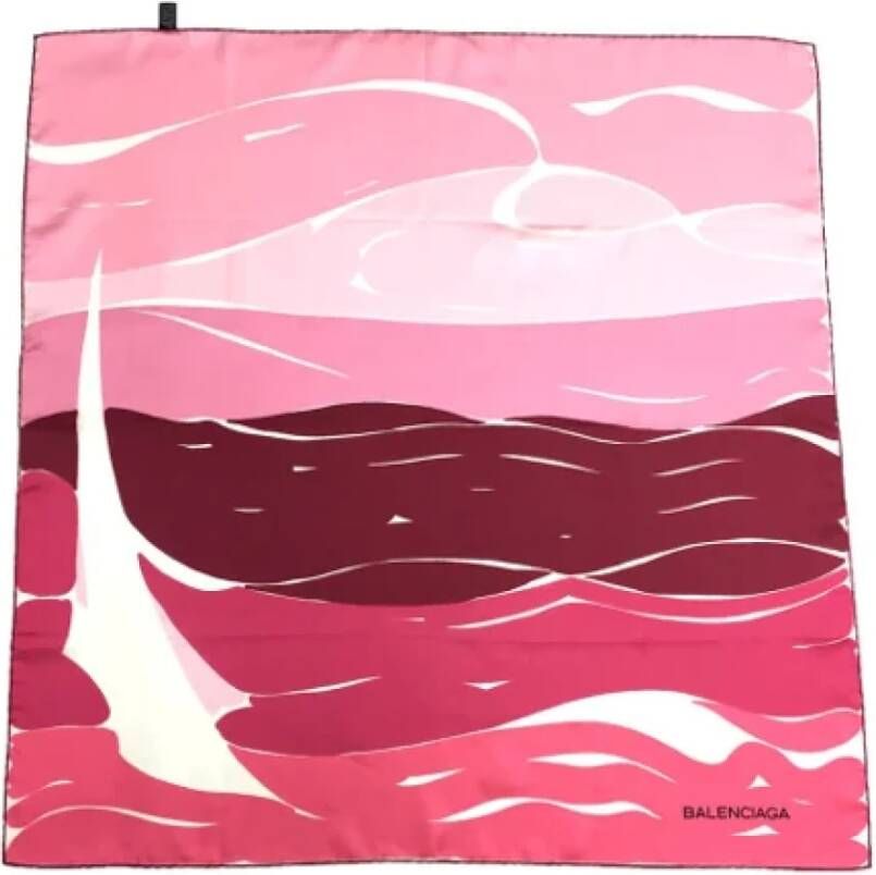 Balenciaga Vintage Pre-owned Silk scarves Roze Dames