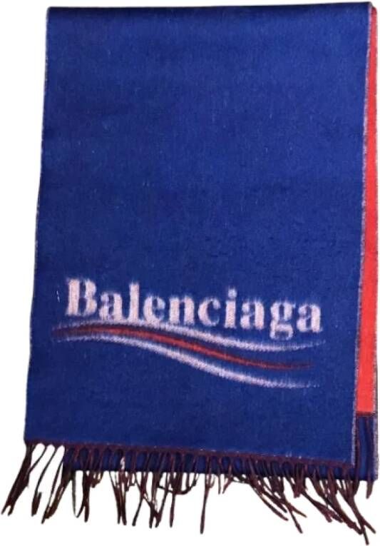 Balenciaga Vintage Pre-owned Wool scarves Blauw Unisex