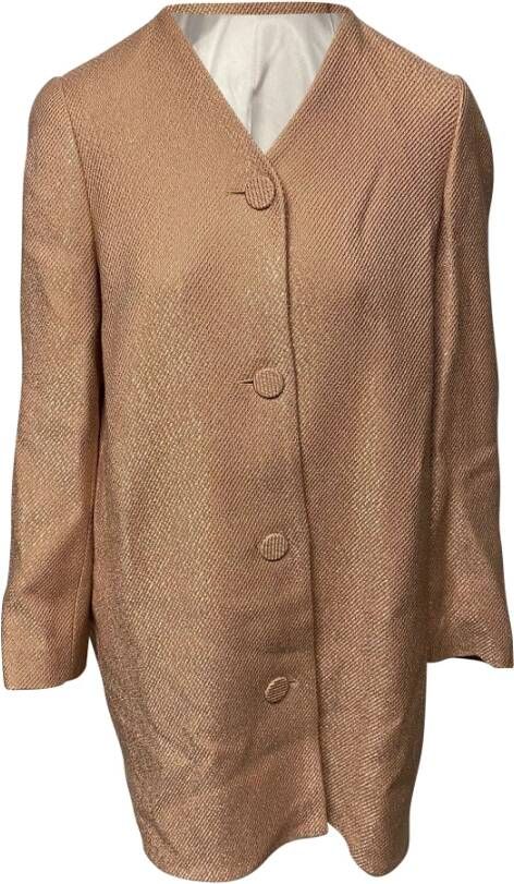 Balenciaga Vintage Tweedehands kraagloze jas Bruin Dames