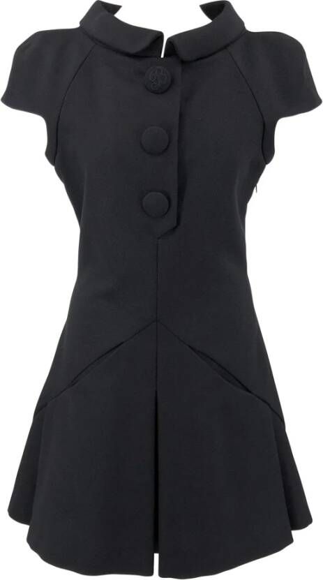 Balenciaga Vintage Voldoende jurk in wol met A-lijn plooien Zwart Dames