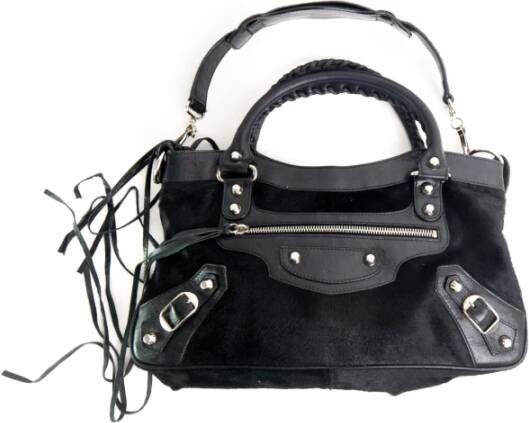 Balenciaga Vintage Voldoende zwarte pony haarleren tas Zwart Dames