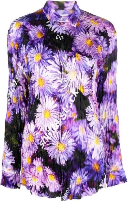 Balenciaga Zijden Bedrukte Shirt Paars Dames