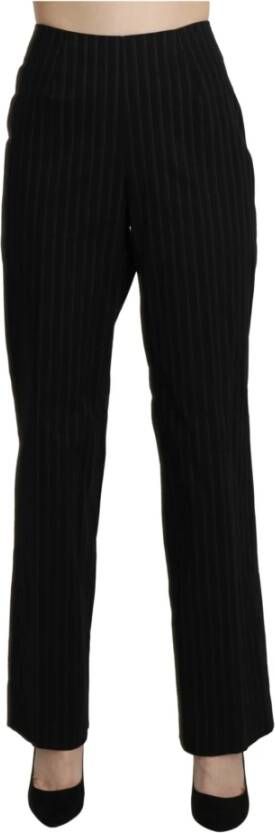 Bencivenga Elegante Hoge Taille Zwarte Rechte Broek Black Dames