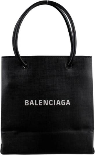 Balenciaga Zwarte Leren Shopping Tote XXS Zwart Dames