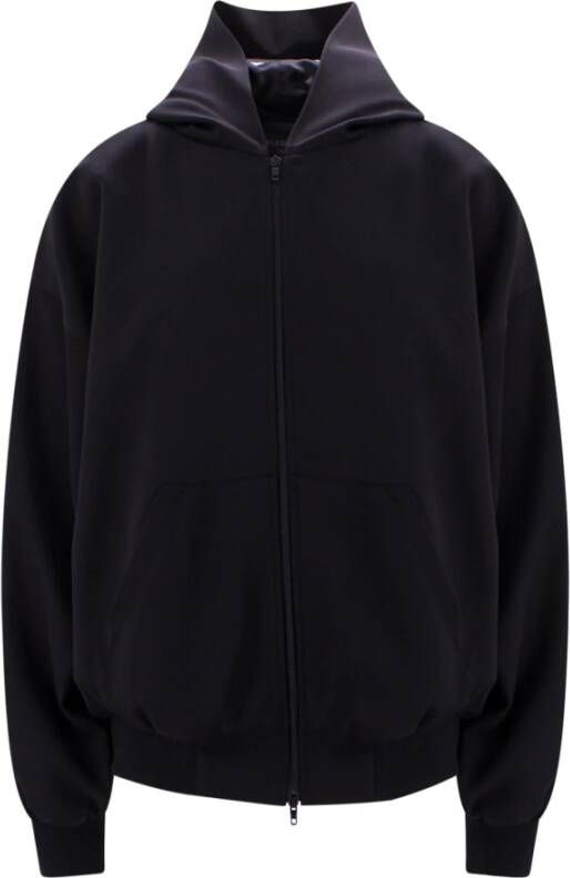 Balenciaga Zwarte Wol Zip Sweatshirt Ss23 Zwart Heren