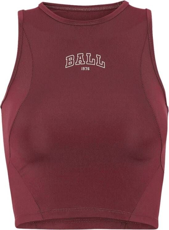 Ball Sportieve Bordeaux Top met Logo Print Brown Dames