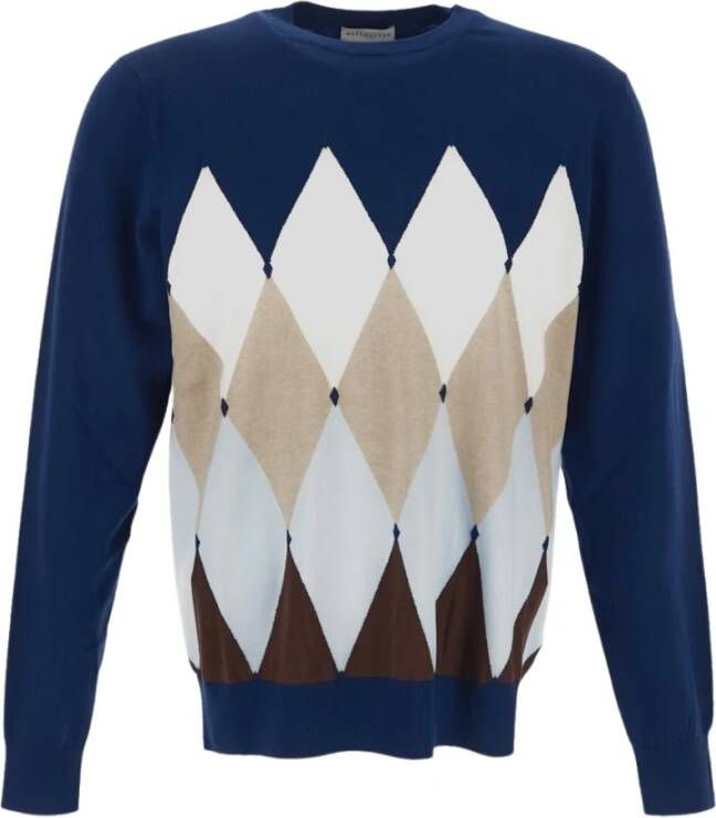 Ballantyne Geometric Pattern Sweater Blauw Heren