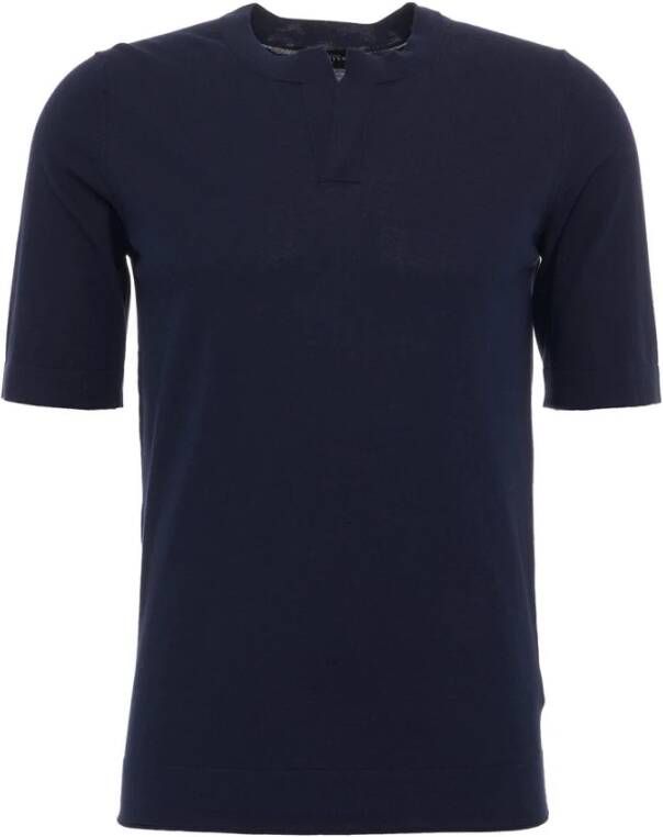 Ballantyne Mens Clothing T-Shirts Polos Blue Ss23 Blauw Heren
