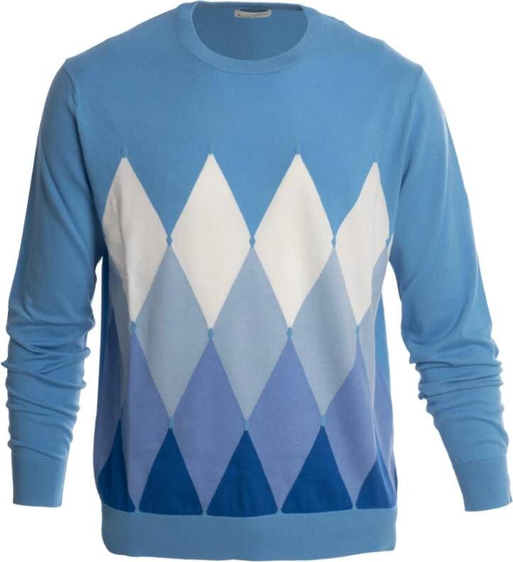 Ballantyne Rhombus Crew Neck Pullover Blauw Heren