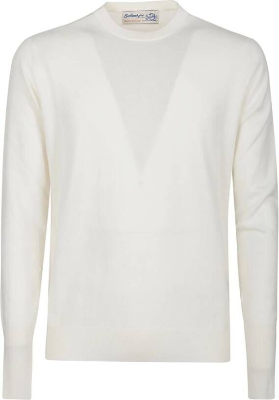 Ballantyne Witte Effen Ronde Hals Trui White Heren