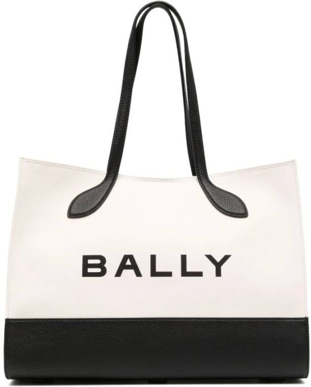 Bally Bar Logo-Print Tote Bag Wit Dames