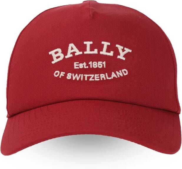 Bally Rode Logo Baseball Cap 100% Katoen Rood Heren