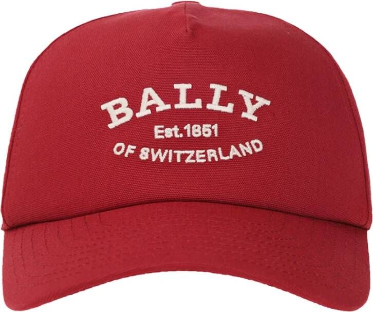 Bally Rode Logo Baseball Cap 100% Katoen Rood Heren