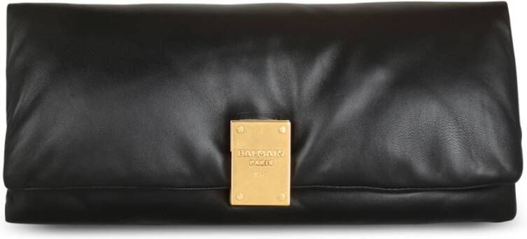 Balmain 1945 Soft clutch bag in smooth leather Zwart Dames