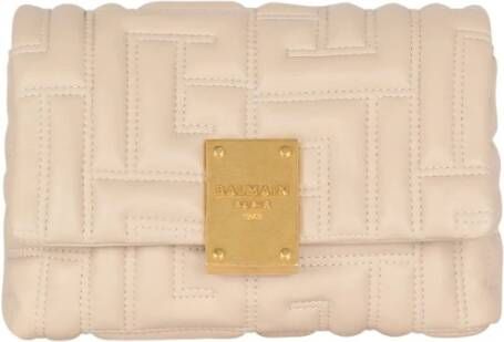 Balmain 1945 Soft mini bag in quilted leather Beige Dames