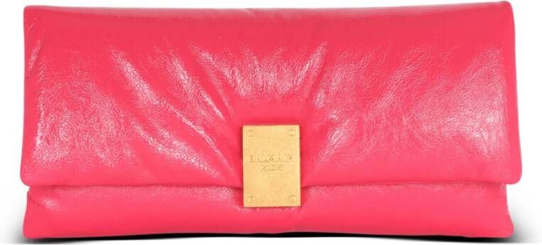 Balmain 1945 Soft patent leather clutch Roze Dames