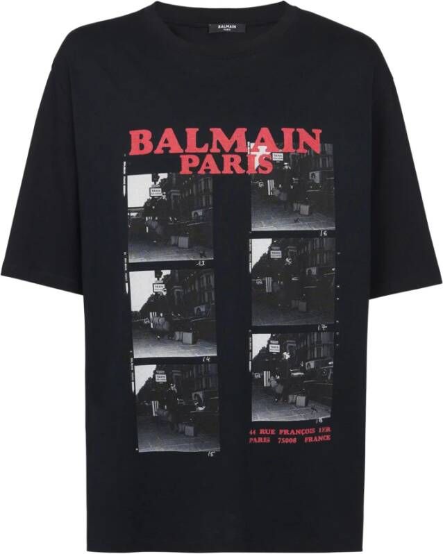 Balmain Bedrukt T-shirt Black Heren