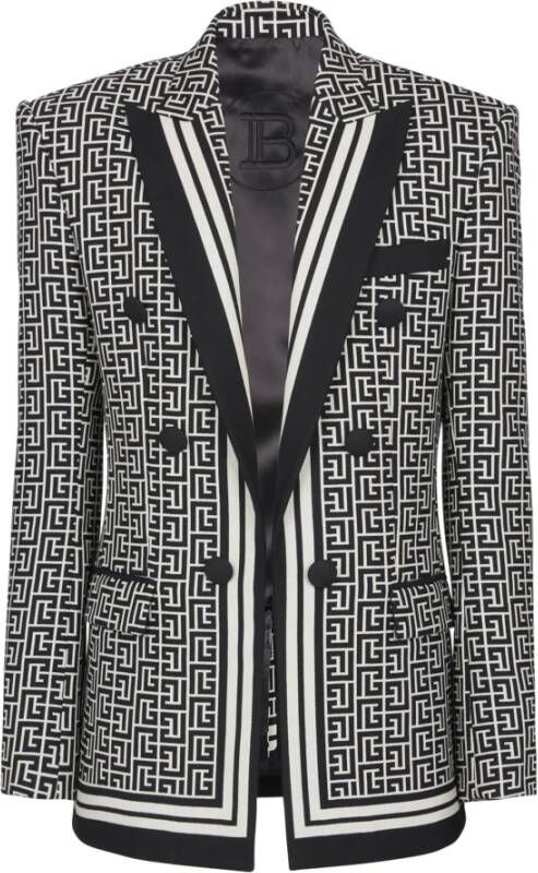 Balmain 6-button monogrammed wool jacket Zwart Heren