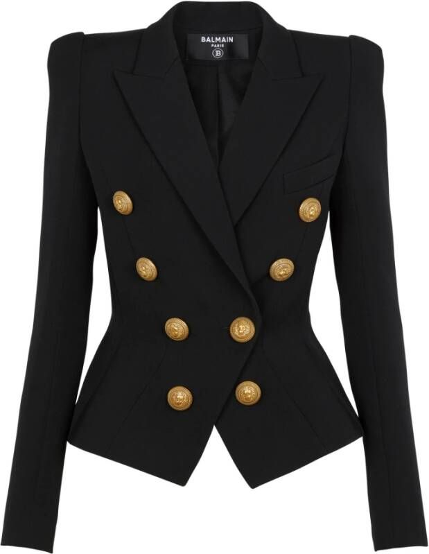Balmain 8-button cinched-waist jacket Zwart Dames