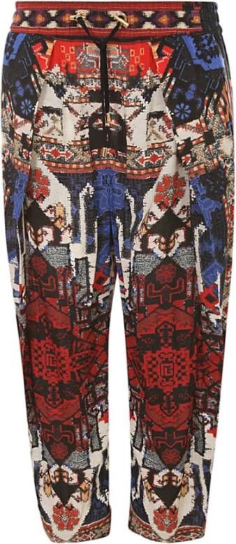 Balmain ALL Over Printed Jersey Side Folded Pants Rood Dames
