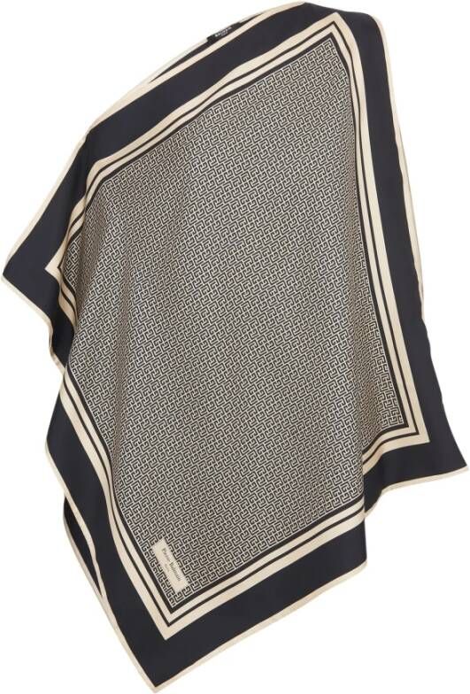 Balmain Asymmetric monogrammed scarf top Zwart Dames