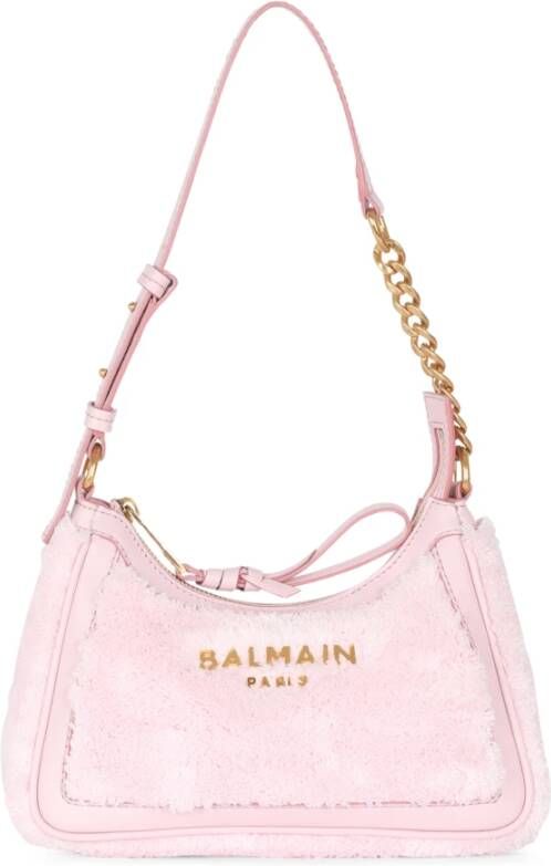 Balmain B-Army terry cloth bag with leather details Roze Dames