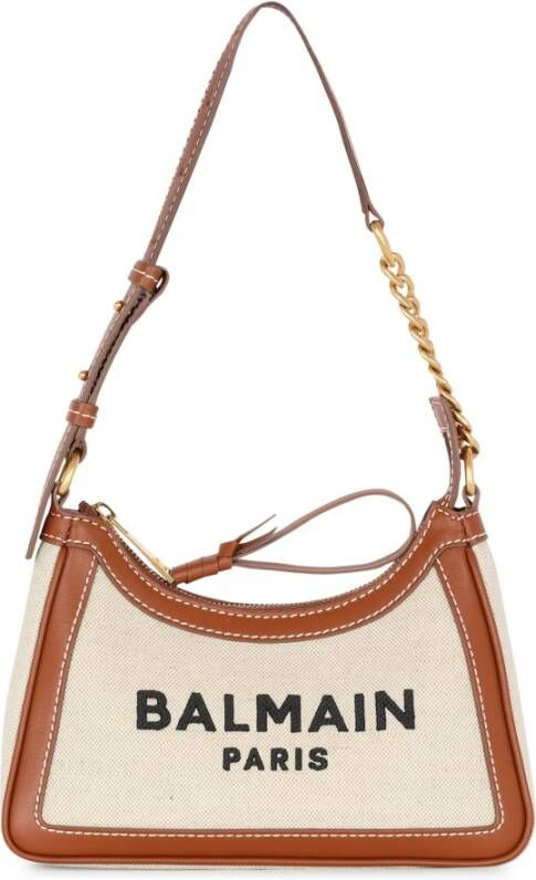 Balmain B-Army canvas bag with leather inserts Bruin Dames