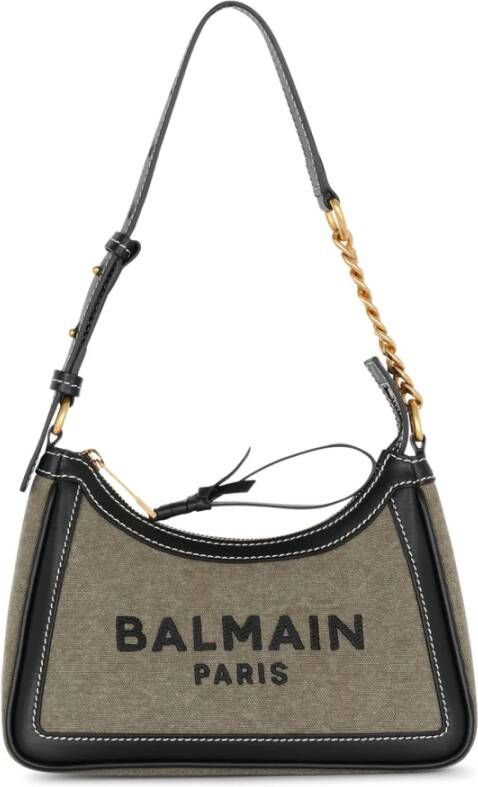 Balmain B-Army canvas bag with leather inserts Groen Dames