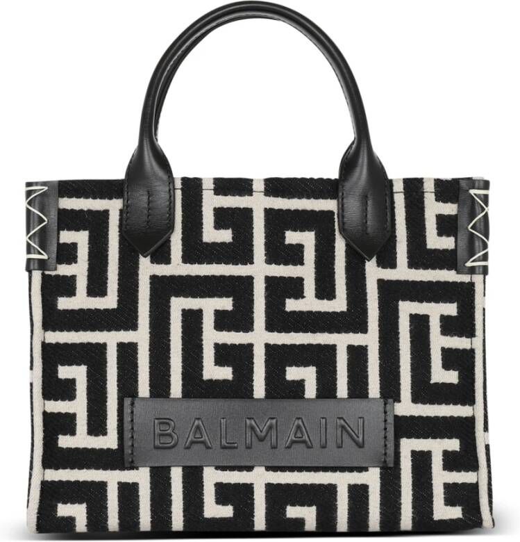 Balmain B-Army monogrammed jacquard and leather tote bag Zwart Dames
