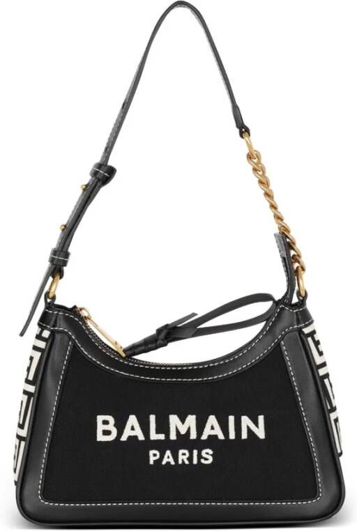 Balmain B-Army monogrammed canvas and smooth leather handbag Zwart Dames