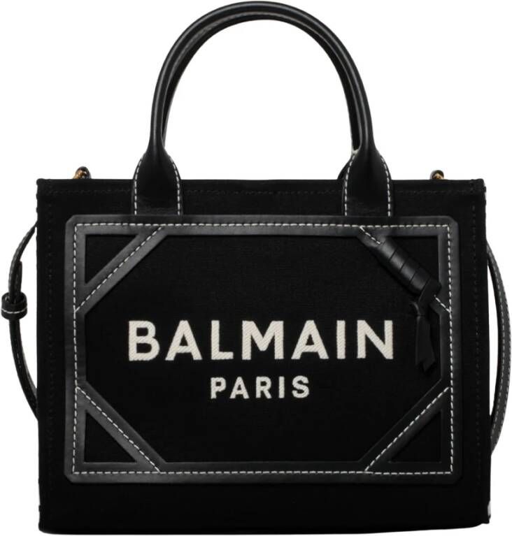 Balmain B-Army monogrammed canvas and smooth leather tote bag Zwart Dames