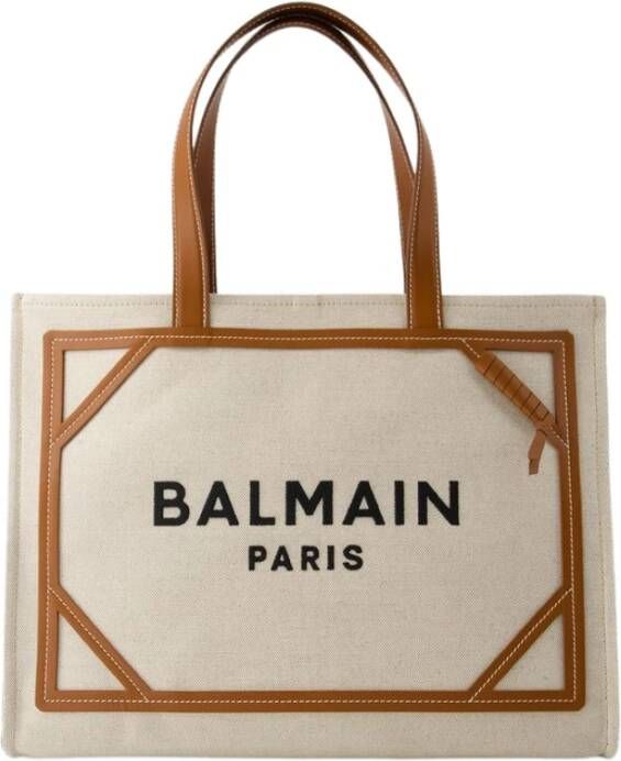 Balmain Canvas Bruine Medium Tote Twee draagmogelijkheden Beige Dames