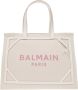 Balmain B-Army 42 canvas tote bag with leather details Beige Dames - Thumbnail 1