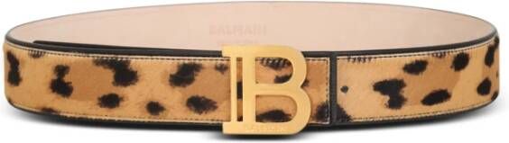 Balmain B-Belt in leopard print leather Brown Dames