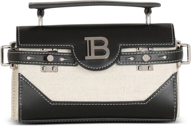 Balmain B-Buzz 19 Canvas bag in smooth leather White Heren