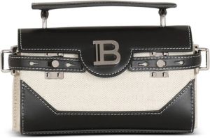 Balmain B-Buzz 19 Canvas bag in smooth leather Wit Heren