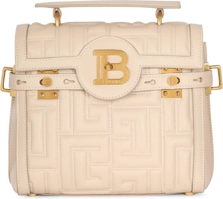 Balmain B-Buzz 23 bag in monogram quilted leather Beige Dames